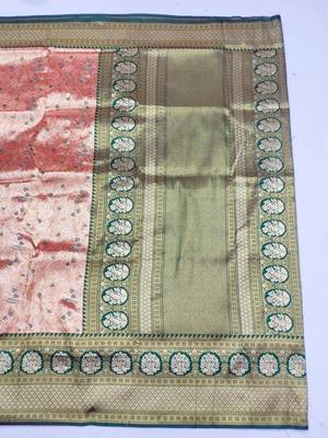 light orange zari woven kanjivaram silk blend saree with blouse 3