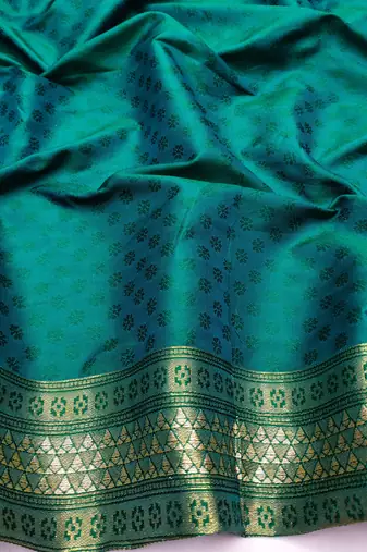 light silvery green zari woven kanjivaram silk blend saree with blouse