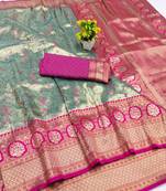 light mint green zari woven kanjivaram silk saree with blouse