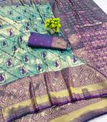 light mint green zari woven kanjivaram silk saree with blouse