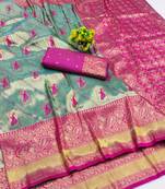 light mint green zari woven kanjivaram silk saree with blouse