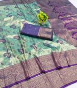 light mint green zari woven kanjivaram silk saree with blouse
