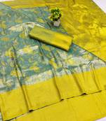 lemon zari woven kanjivaram silk saree with blouse