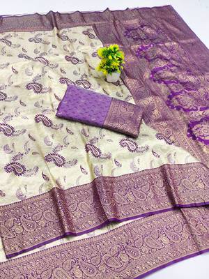 beige zari woven kanjivaram silk saree with blouse 1