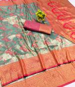 light orange zari woven kanjivaram silk saree with blouse