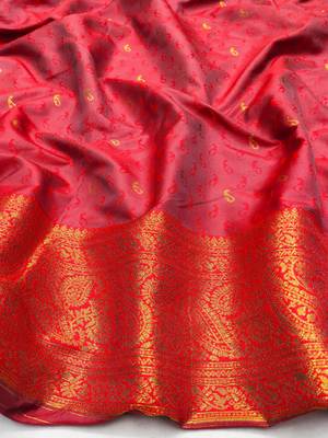 light orange zari woven kanjivaram silk blend saree with blouse 2