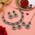 Maroon & green color kundan necklace set