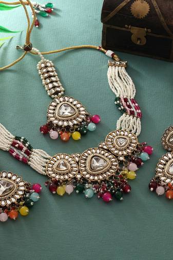Multi color kundan necklace set
