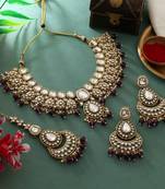 Purple color kundan necklace set