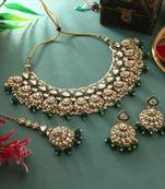 Green color kundan necklace set