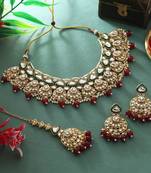 Maroon color kundan necklace set