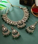 Green color kundan necklace set