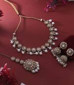 Gold color kundan necklace set