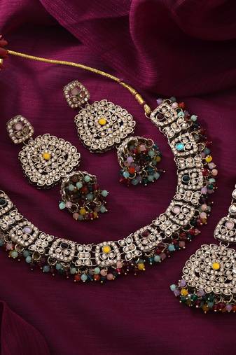Multi color kundan necklace set
