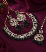 Navy blue color kundan necklace set