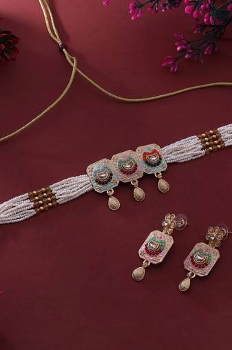 Assorted color meenakari necklace set