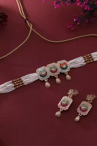 Assorted color meenakari necklace set