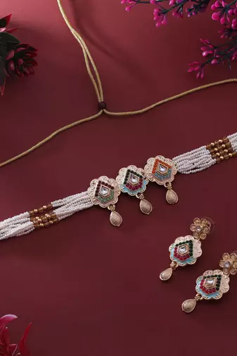 Assorted color meenakari necklace set