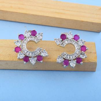 Rani green color american diamond earrings 3