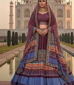 Elegant Satin Pleated Digital Print Lehenga with Blouse & Dupatta | Premium Party Wear | With Cancan Attached