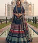 Elegant Satin Pleated Digital Print Lehenga with Blouse & Dupatta | Premium Party Wear | With Cancan Attached