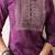 Gold embroidered chikankari  pure cotton dark purple straight kurta pant set