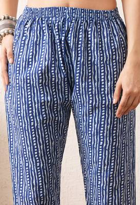 Gold embroidered chikankari  pure cotton blue straight kurta pant set 5