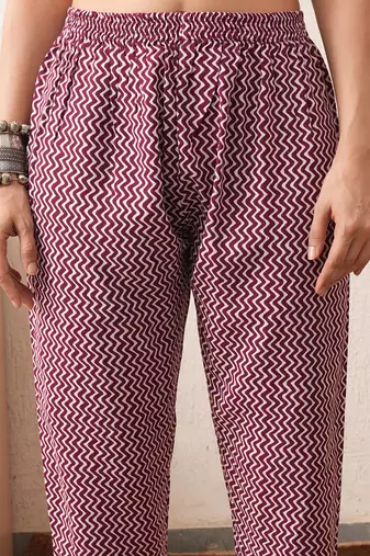 Gold embroidered chikankari  pure cotton maroon straight kurta pant dupatta set