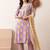 Gold embroidered chikankari  pure cotton light-purple straight kurta pant dupatta set