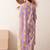 Gold embroidered chikankari  pure cotton light-purple straight kurta pant dupatta set