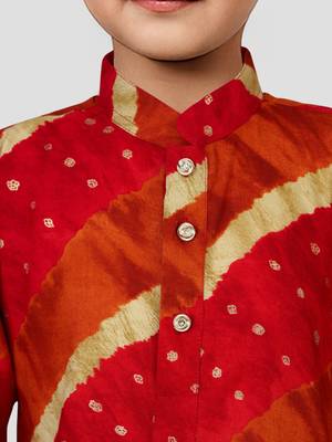 maroon rayon kurta with cream pyjama - traditional lehariya print set 3