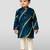 navy blue rayon kurta with cream pyjama - traditional lehariya print set