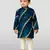 navy blue rayon kurta with cream pyjama - traditional lehariya print set