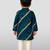 navy blue rayon kurta with cream pyjama - traditional lehariya print set