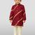 purple rayon kurta with cream pyjama - traditional lehariya print set
