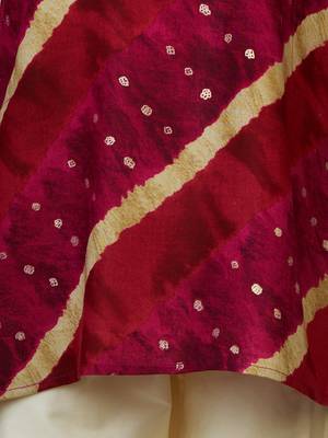 purple rayon kurta with cream pyjama - traditional lehariya print set 3