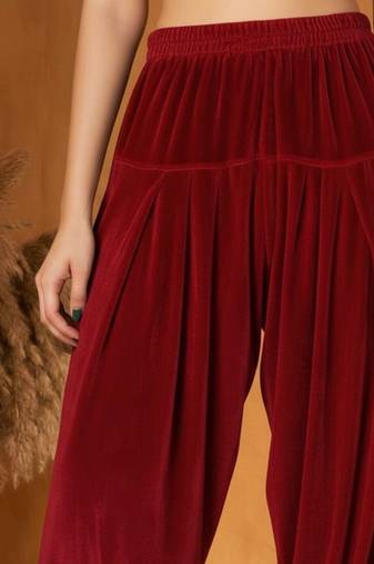 Red plain  velvet salwar