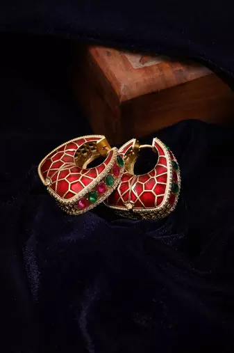 Gold plated kundan Multicolor stone earrings