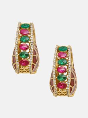 Gold plated kundan Multicolor stone earrings 3