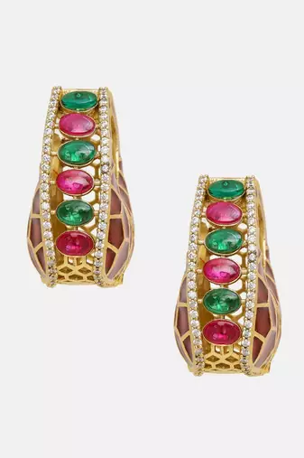 Gold plated kundan Multicolor stone earrings