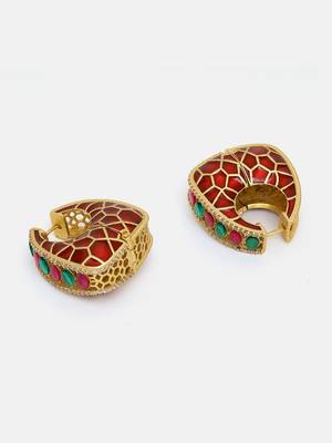 Gold plated kundan Multicolor stone earrings 4