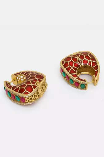 Gold plated kundan Multicolor stone earrings