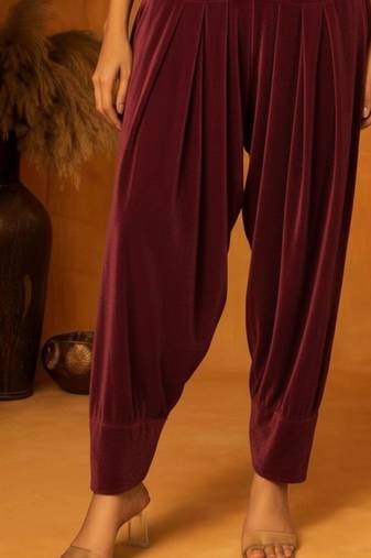 maroon plain  velvet salwar