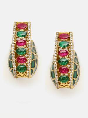 Gold plated kundan Green Stone earrings 3