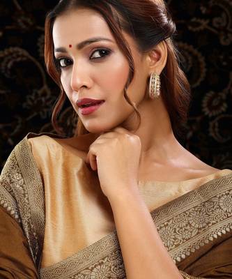 Gold plated kundan pink stone hoop earrings 1