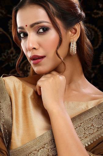 Gold plated kundan pink stone hoop earrings