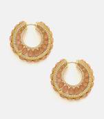 Gold plated kundan pink stone hoop earrings