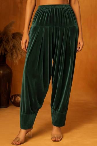 green plain  velvet salwar