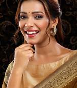 Gold plated kundan green stone hoop earrings