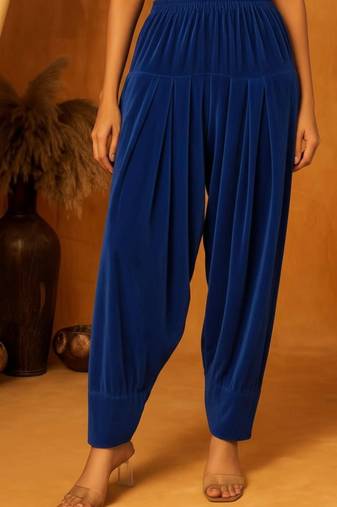 blue  plain velvet salwar